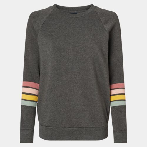 Women's Striped Sleeves Crewneck Sweatshirt Thumbnail