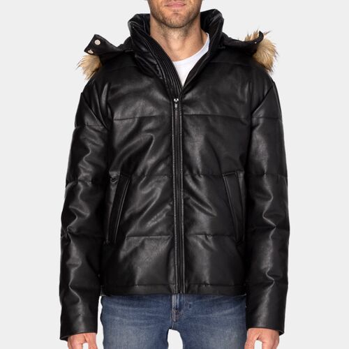 Unisex Vegan Leather Puffer Jacket Thumbnail
