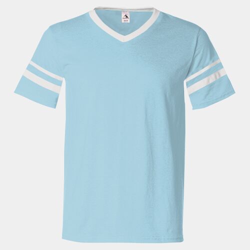 V-Neck Jersey with Striped Sleeves Thumbnail